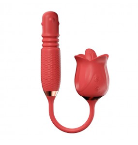 MizzZee - Flower Bud Licking Retractable Rotate Beads Wand (Chargeable - Red)